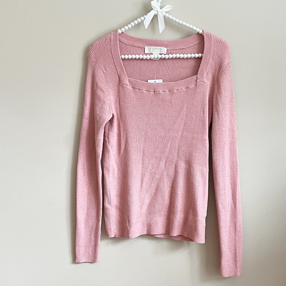 Michael Kors Primrose Square Neck Ribbed Sweater NWT